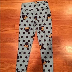 Disney Lularoe Minnie is leggings blue yellow